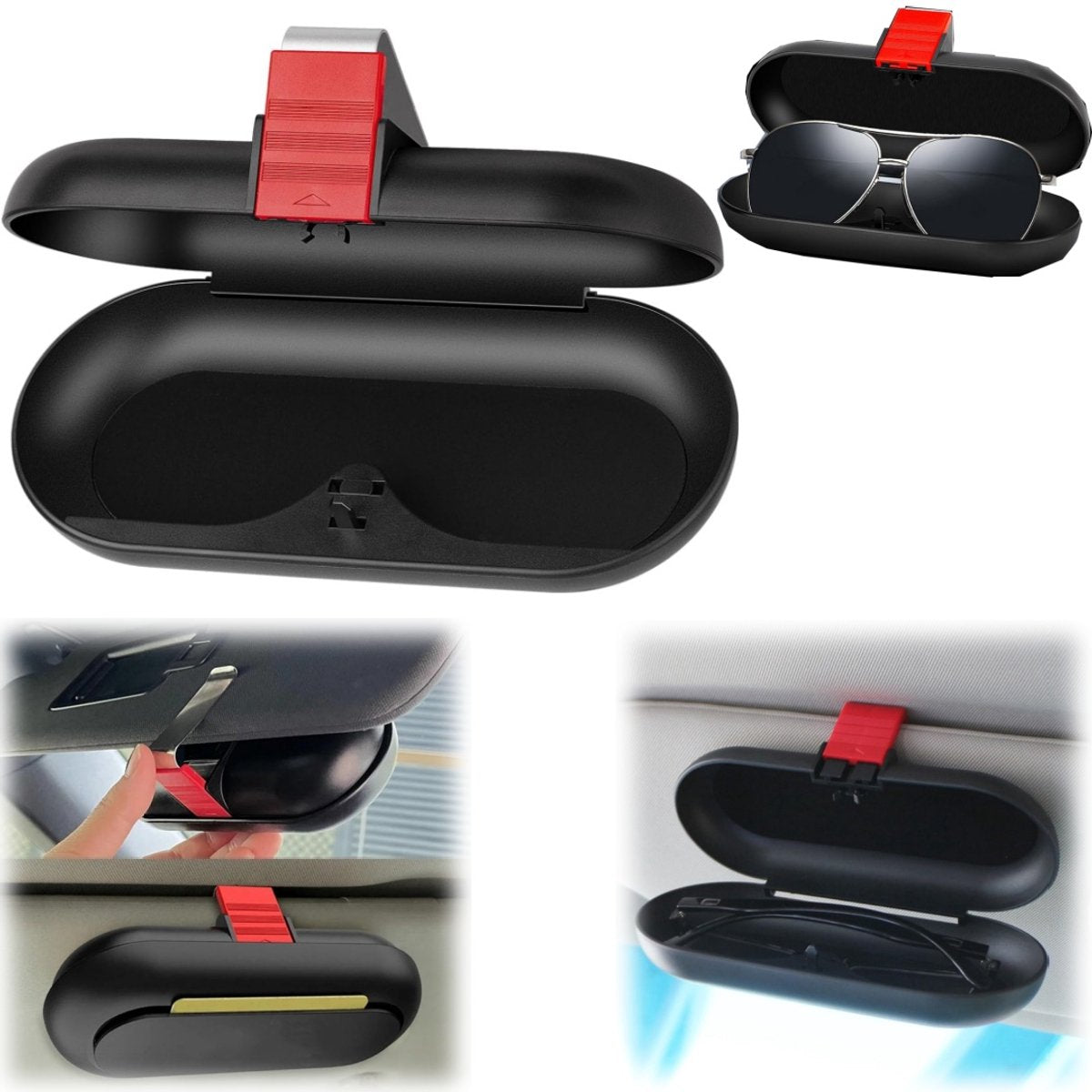 Car sun visor glasses case black — view 2