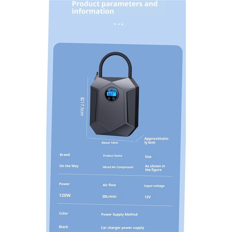 12V digital portable tyre inflator — view 6