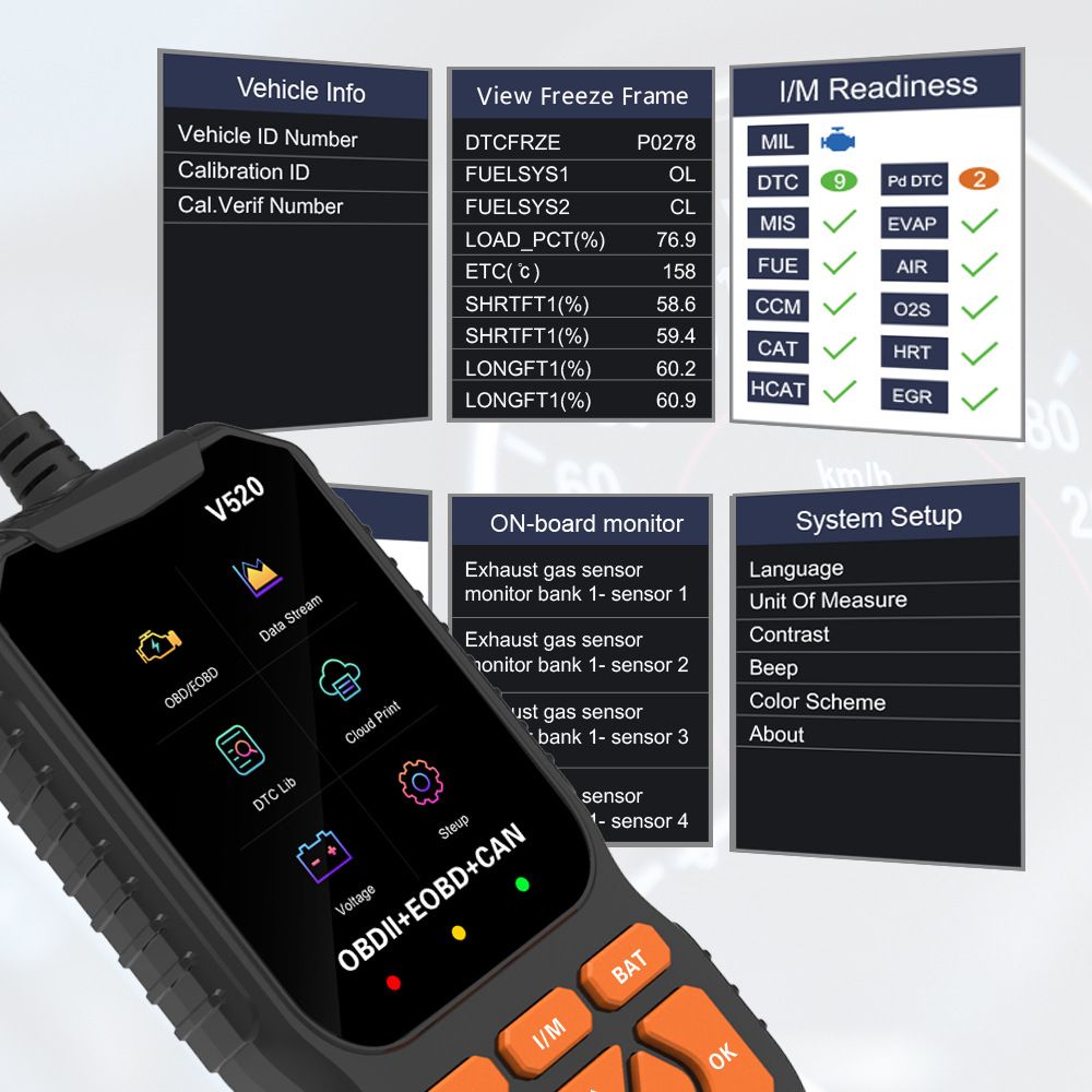 V520 OBD2 car scanner diagnostic tool — view 3