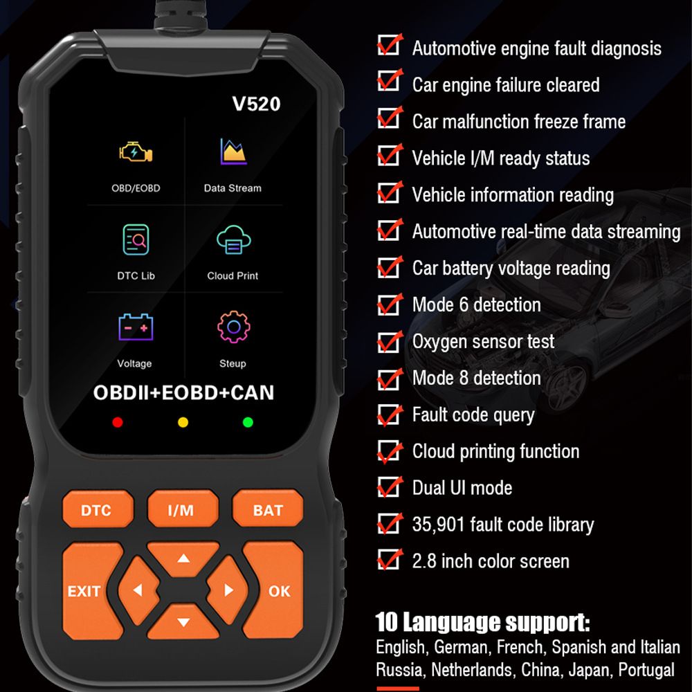 V520 OBD2 car scanner diagnostic tool — view 5