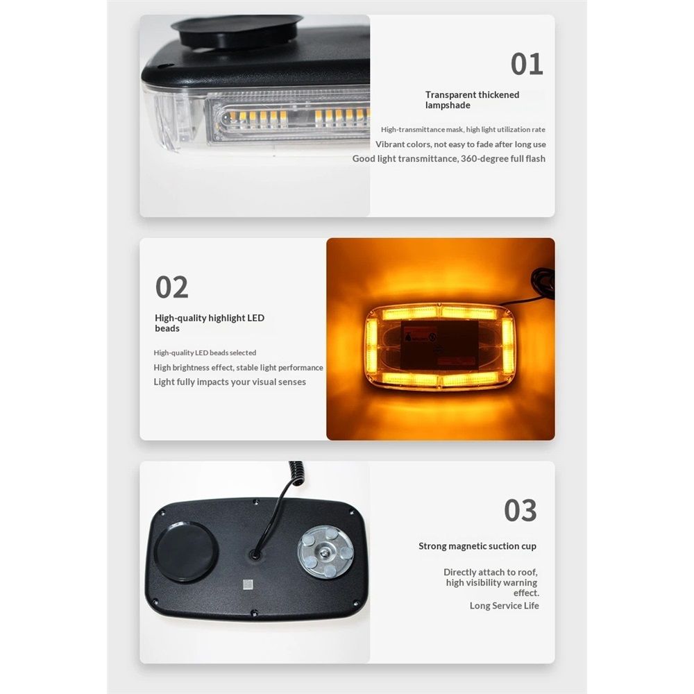 LED rooftop mini strobe warning light bar — view 5
