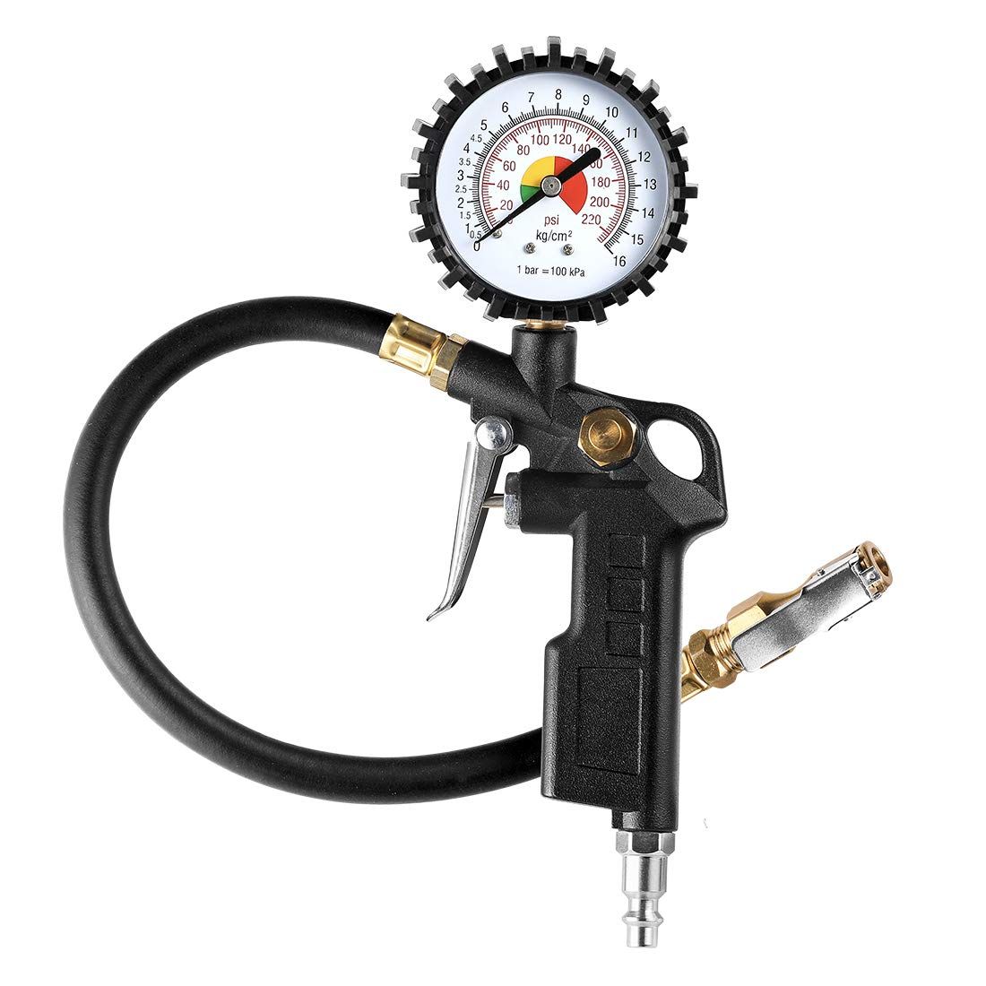 Tyre inflator dial pressure gauge with chuck — view 2
