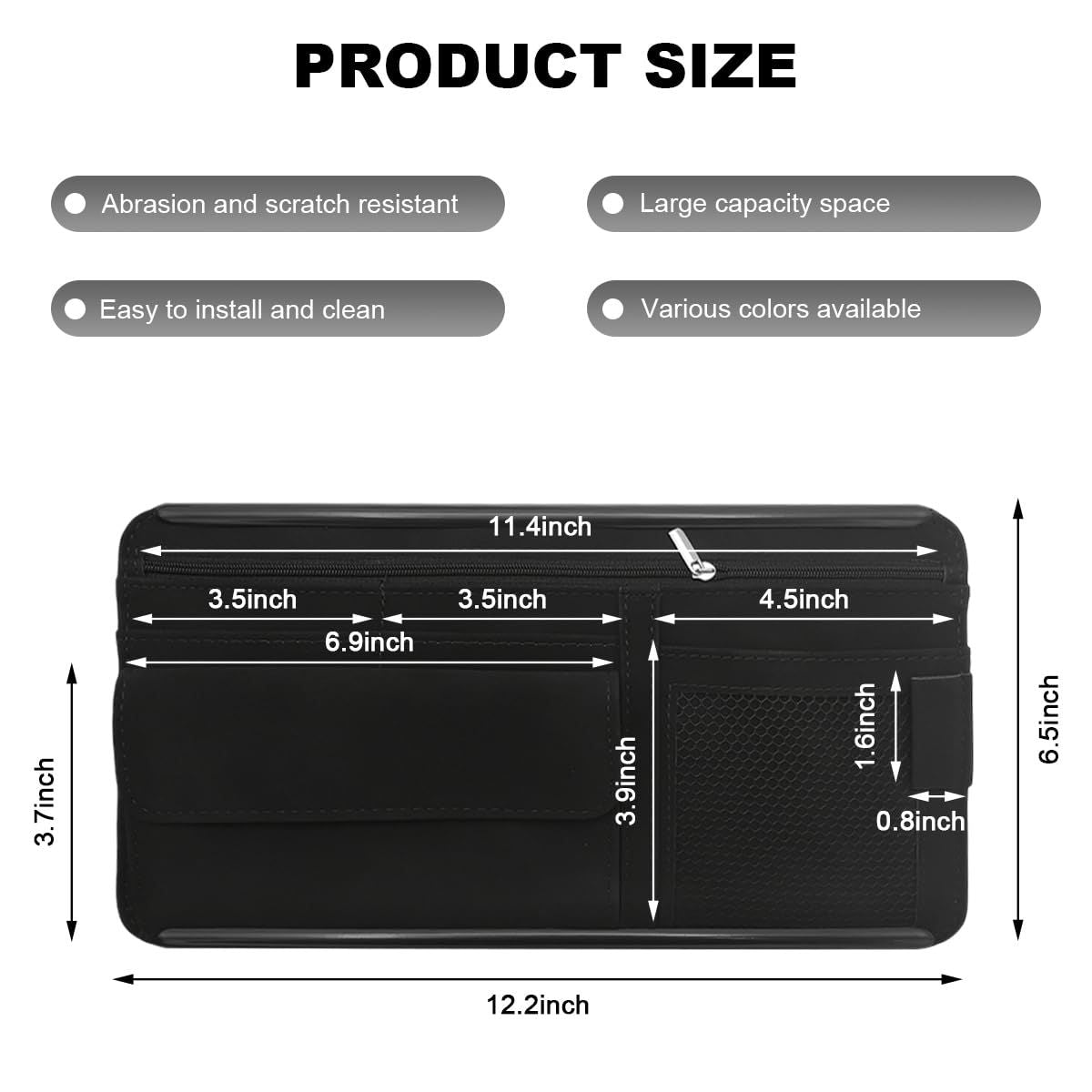 Leather car sun visor organiser black — view 6