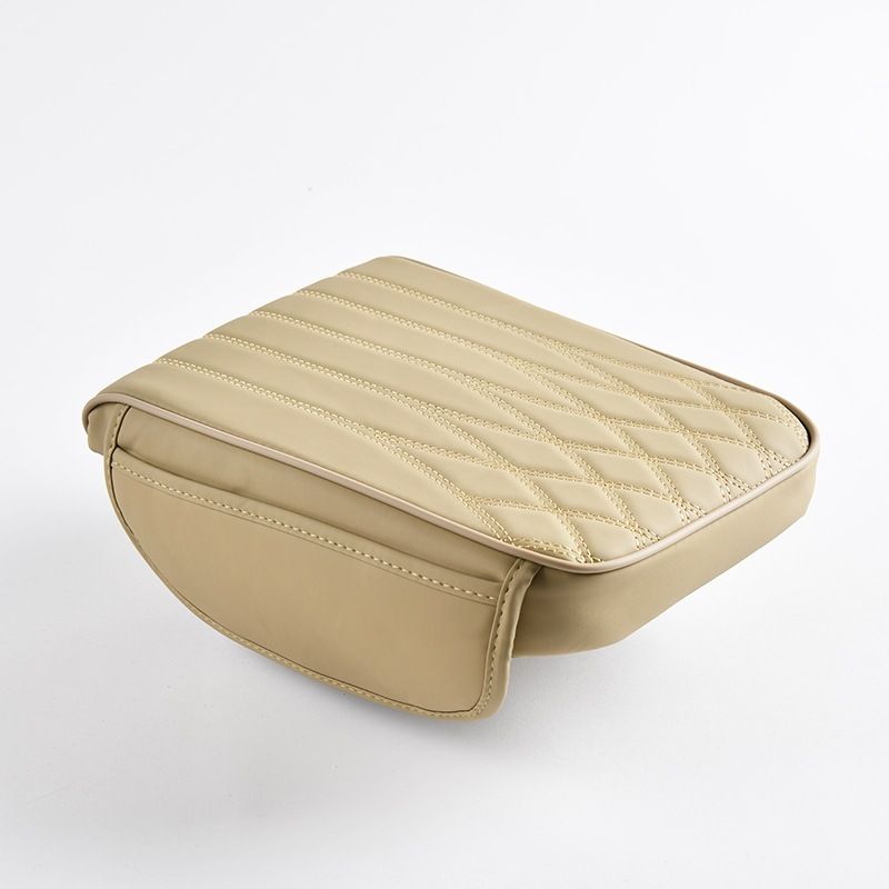 Leather car centre console armrest cover beige — view 2