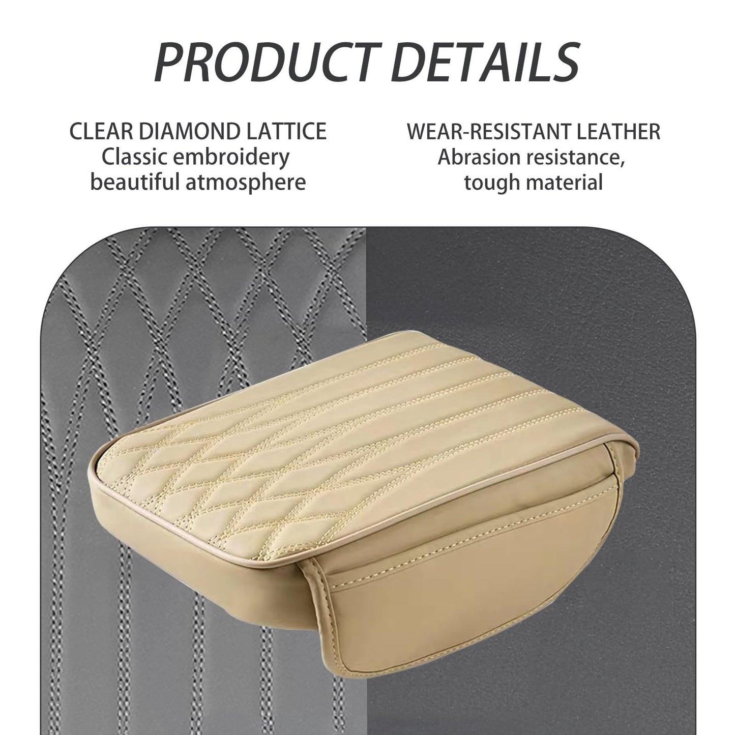 Leather car centre console armrest cover beige — view 4