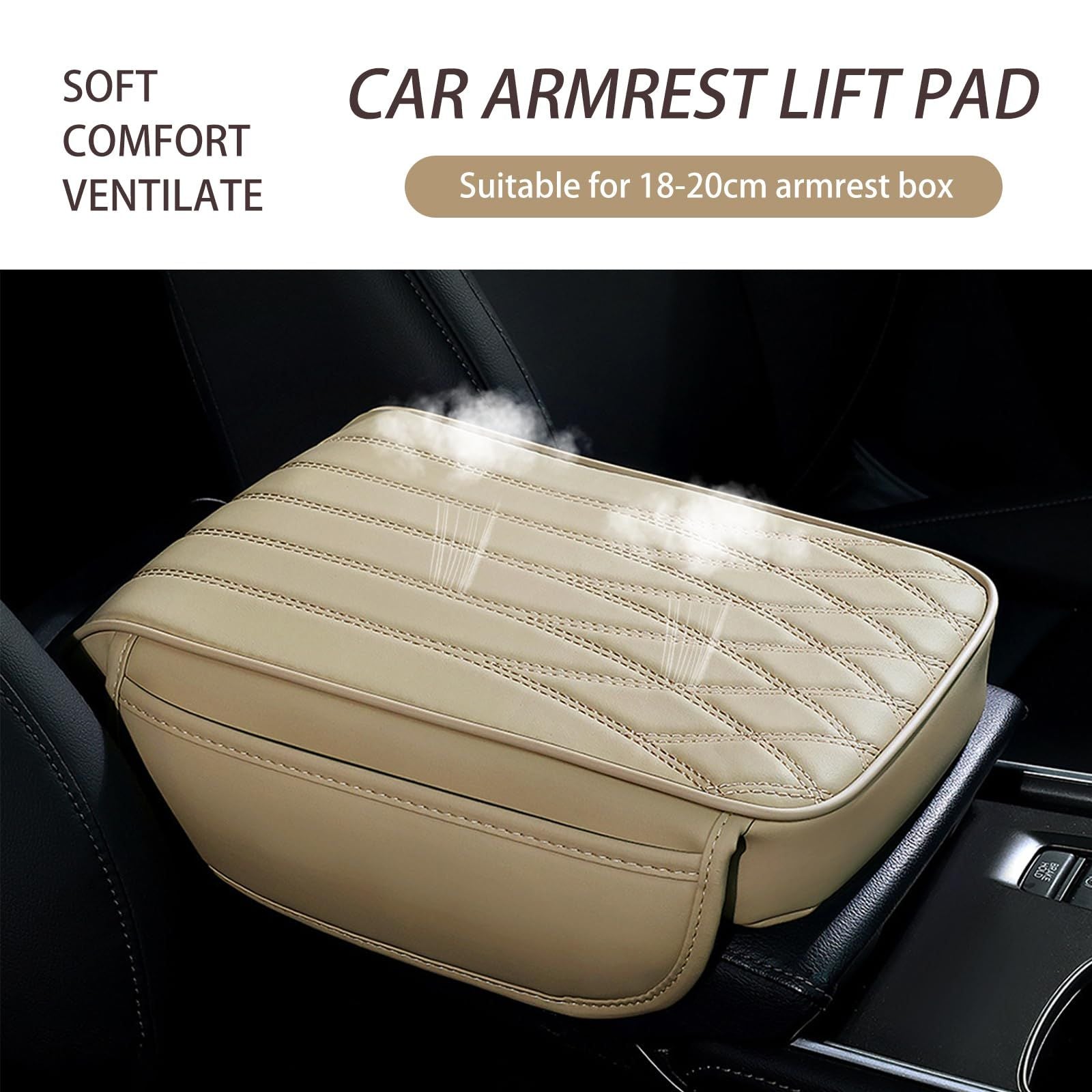 Leather car centre console armrest cover beige — view 5