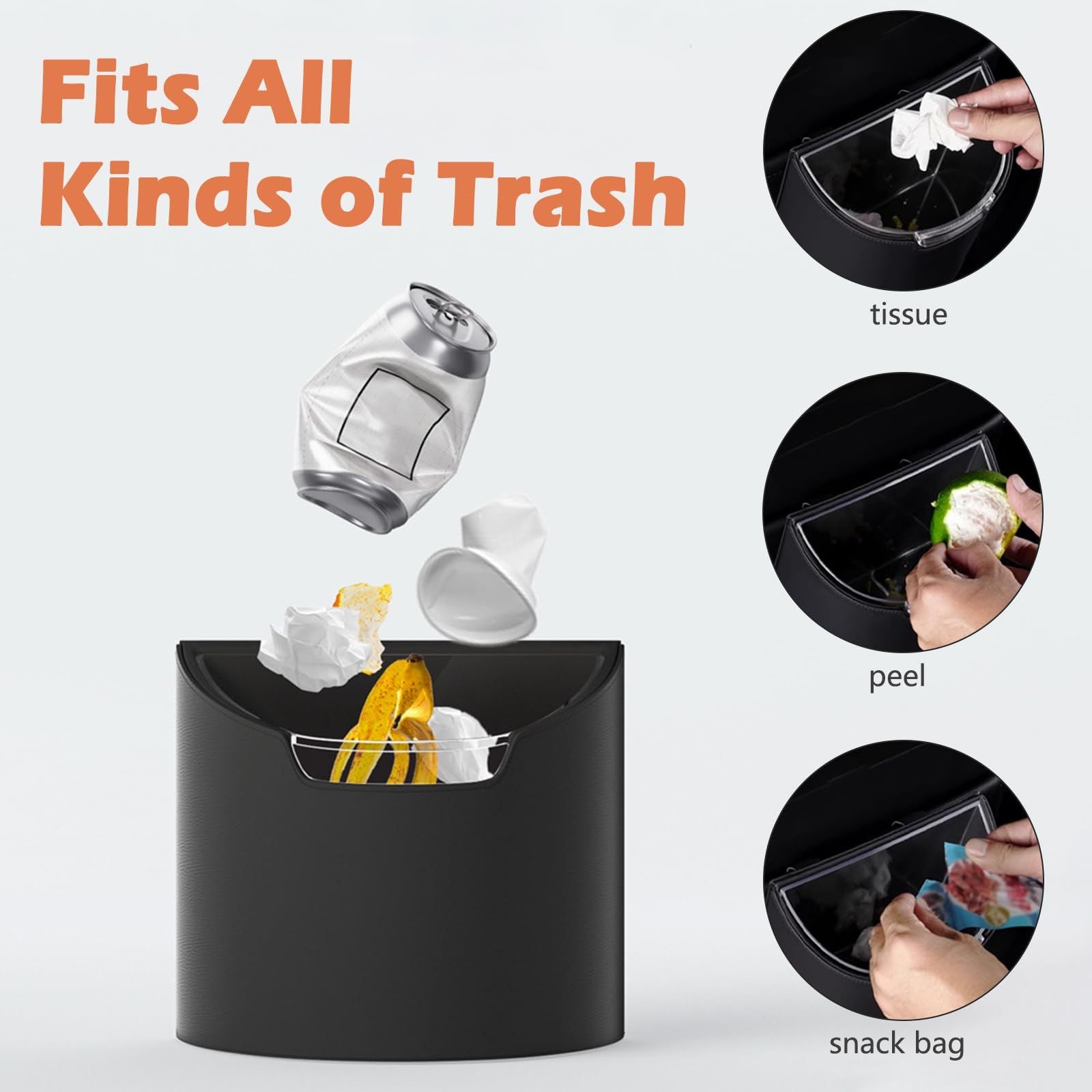 Leak-proof mini car rubbish bin black — view 4