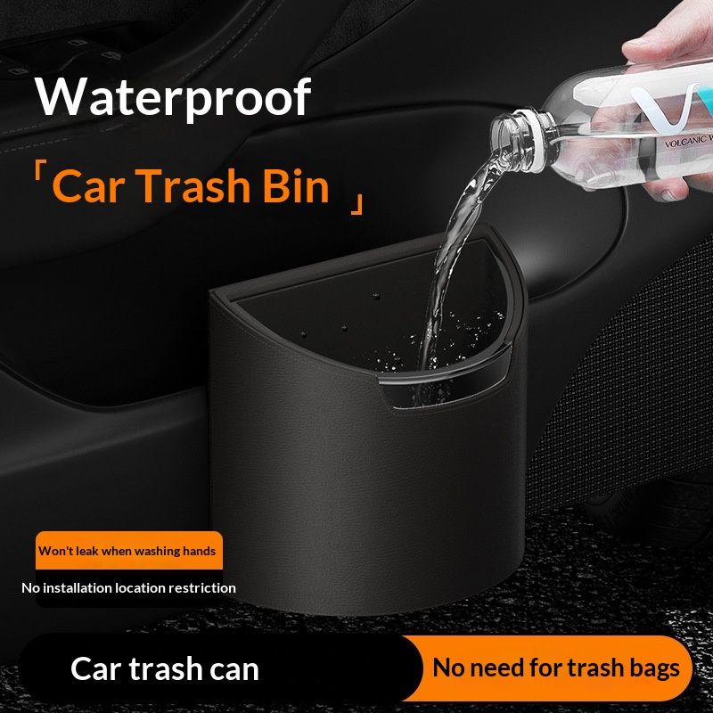 Leak-proof mini car rubbish bin black — view 5