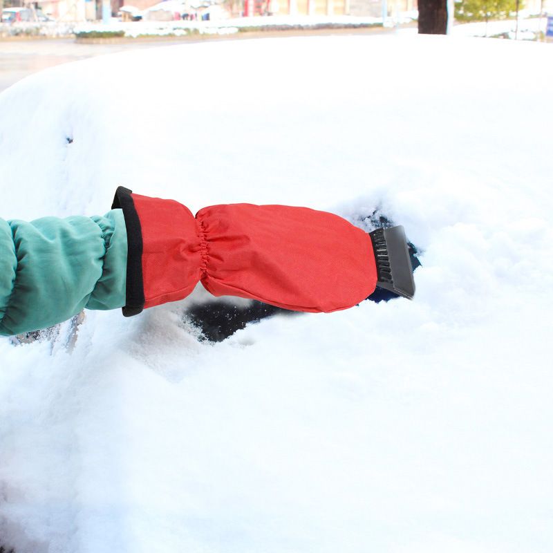 Waterproof car ice scraper mitten red — view 5