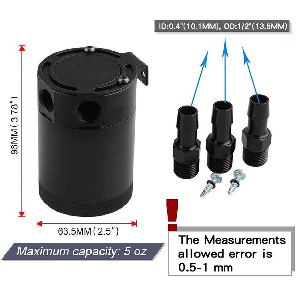 Universal 3-port oil catch can black — view 2