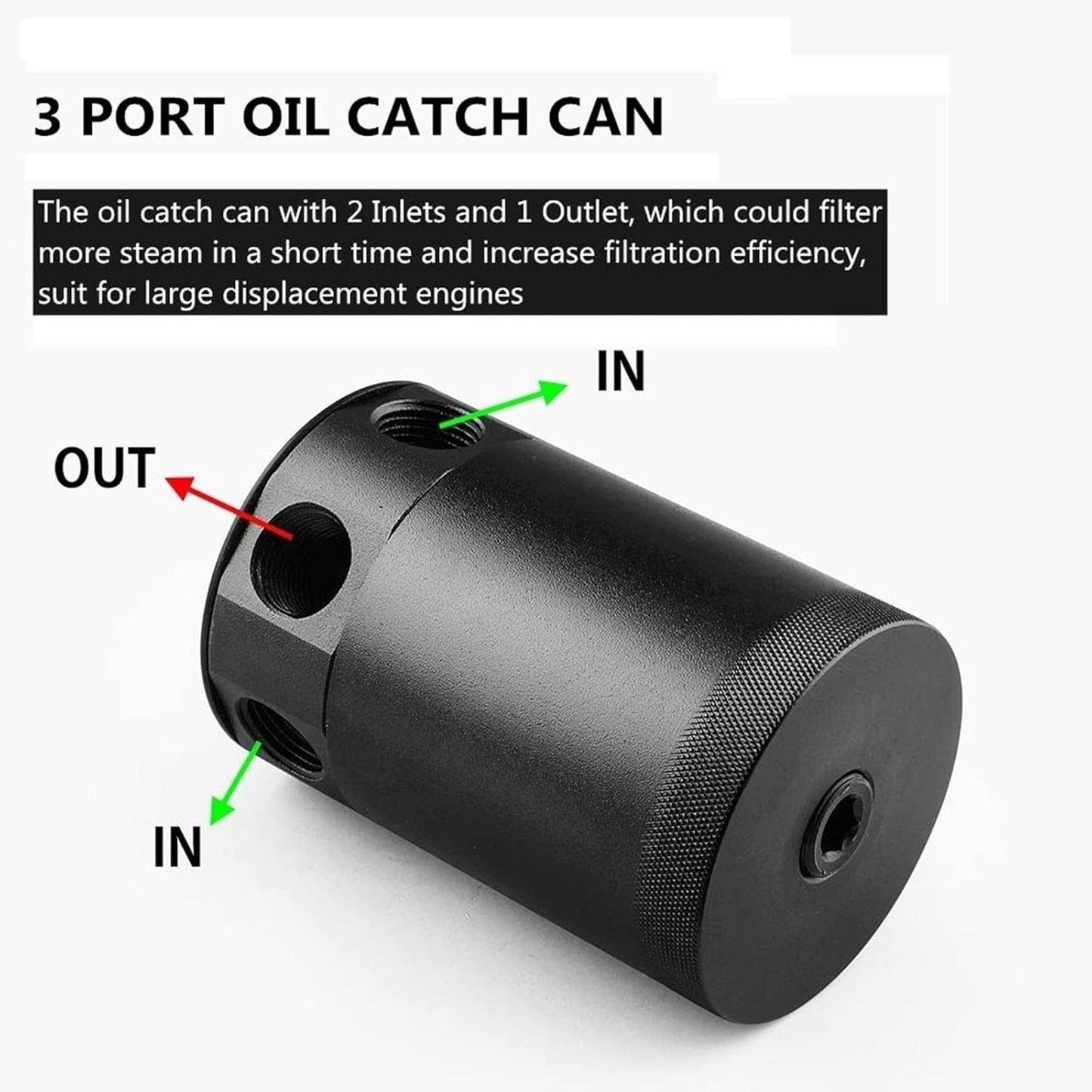 Universal 3-port oil catch can black — view 6