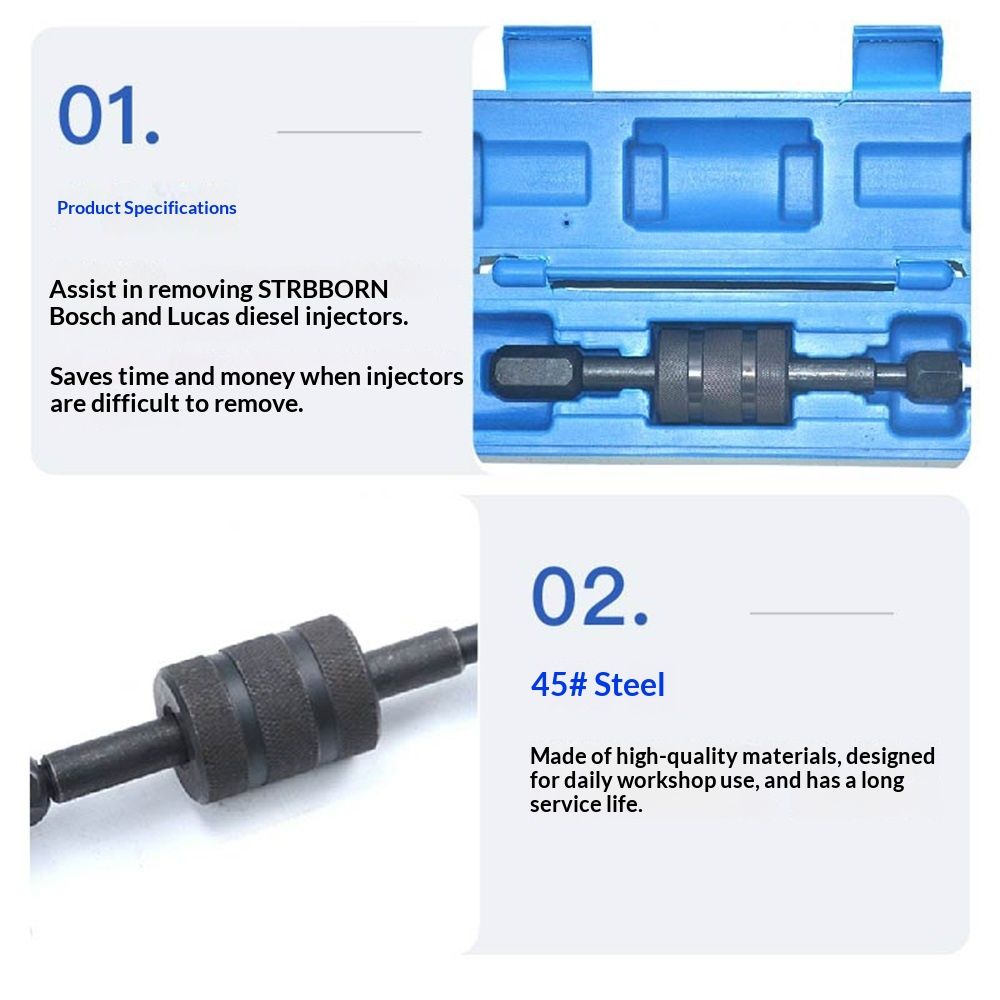 Diesel injector puller tool with slide hammer — view 4