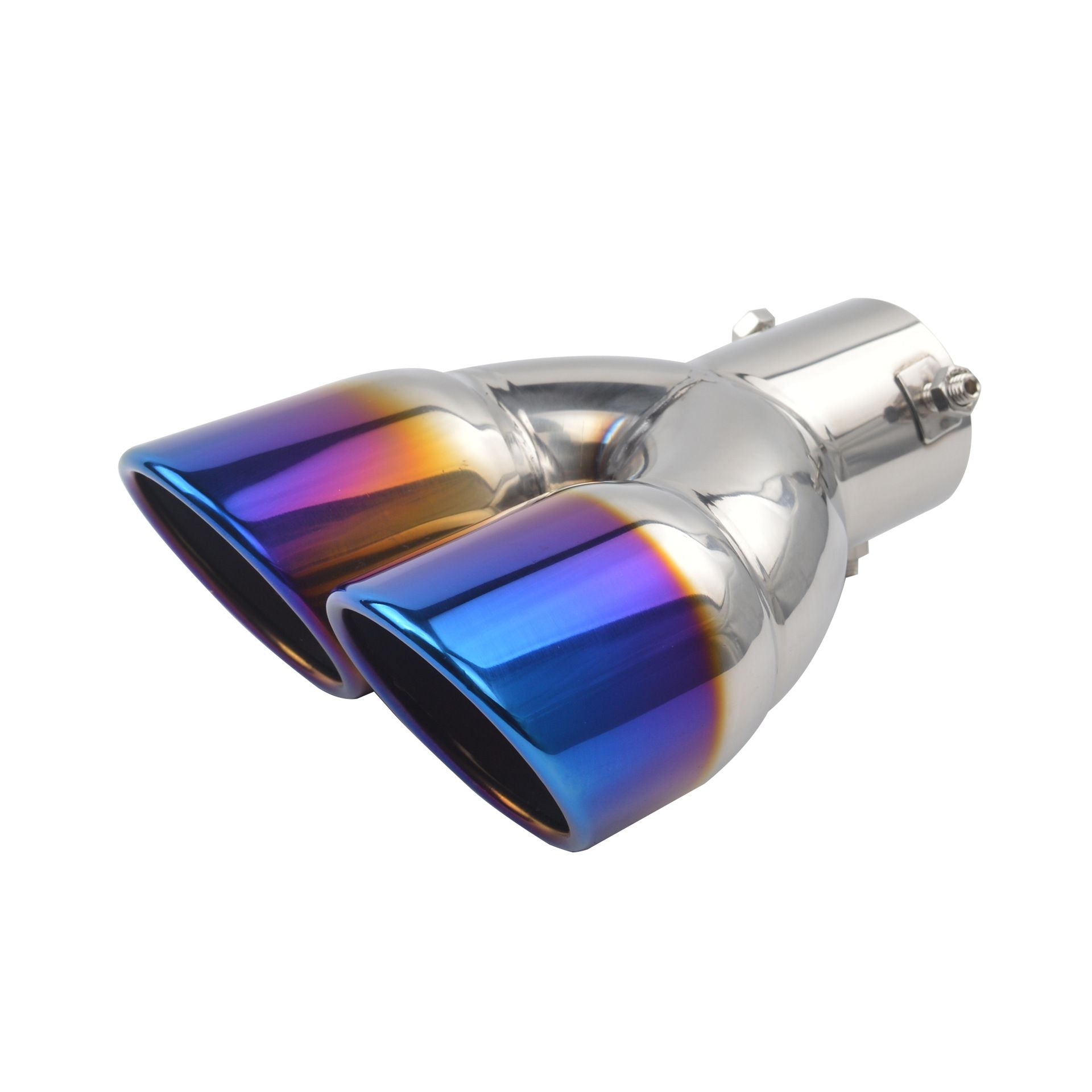 Universal dual tube exhaust muffler blue — view 2