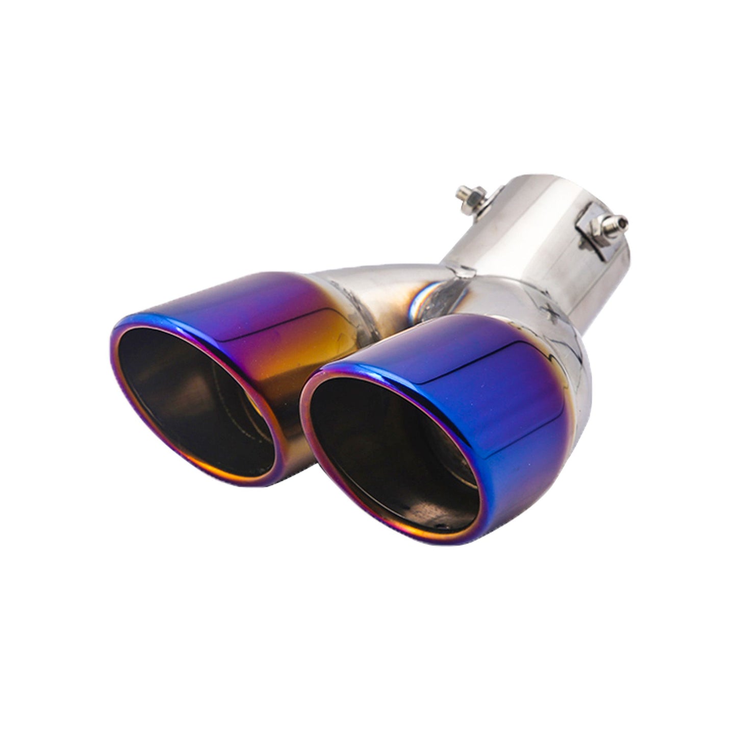 Universal dual tube exhaust muffler blue — view 3