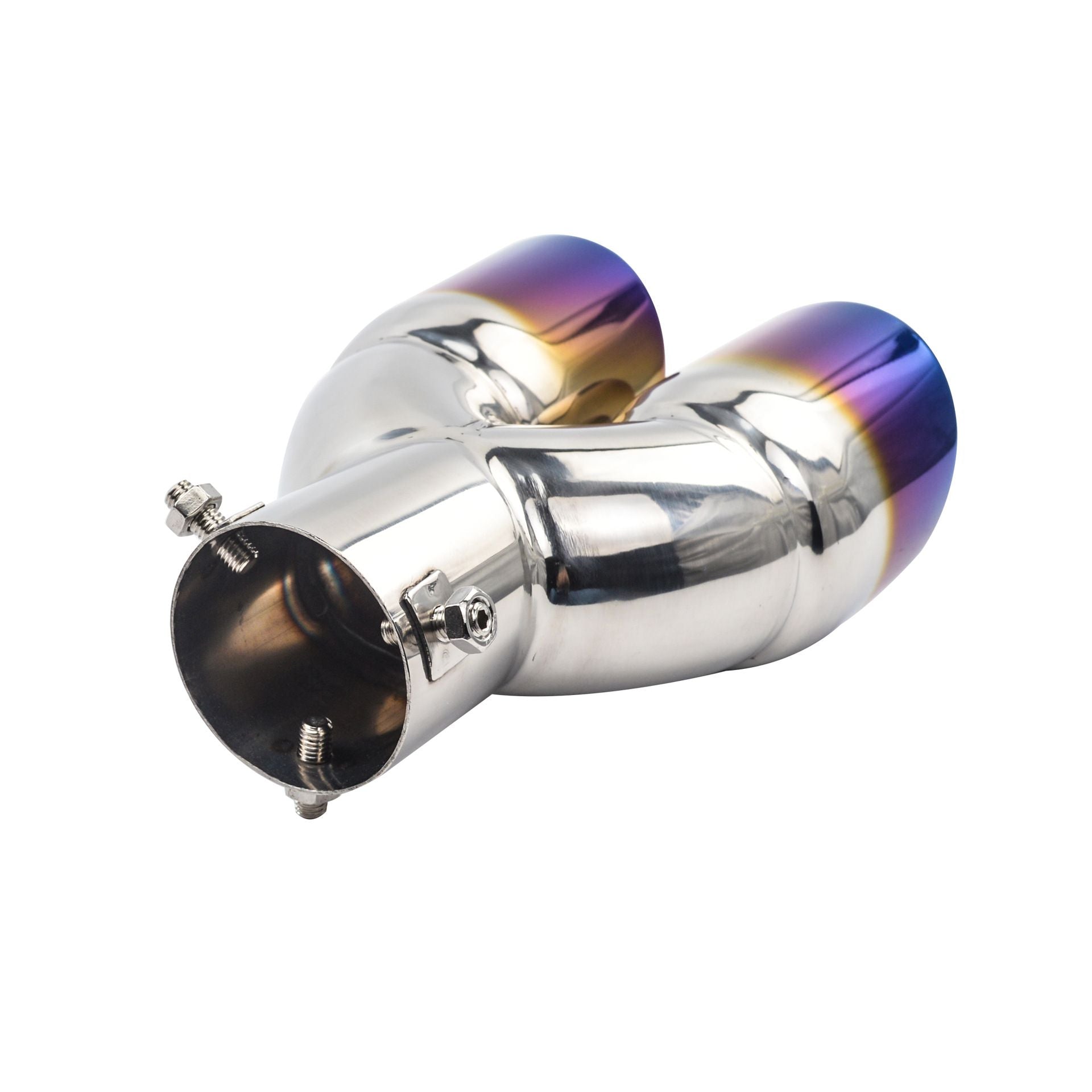 Universal dual tube exhaust muffler blue — view 4