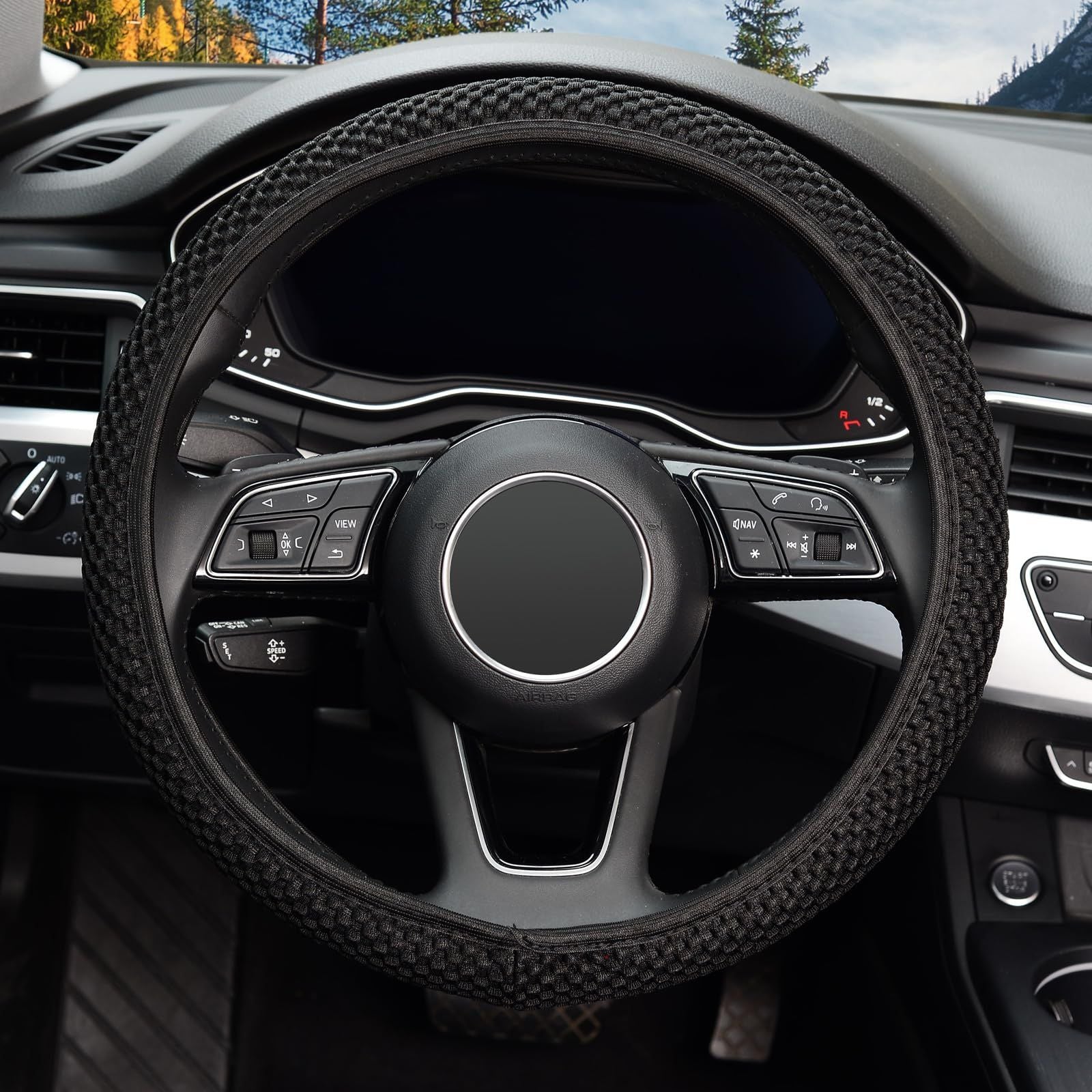 Elastic stretch steering wheel cover 15 inch — view 4