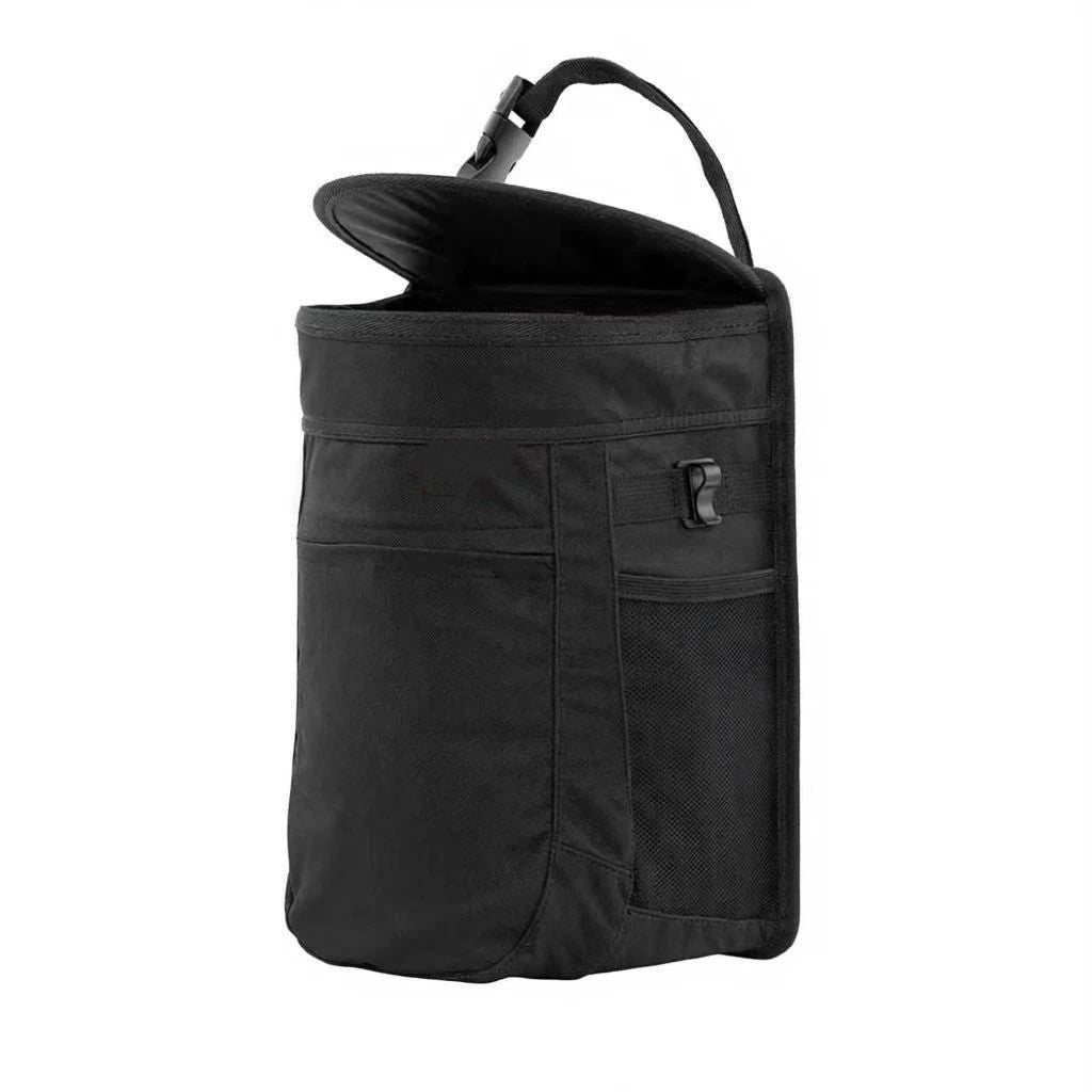 Spill-proof round car rubbish bin black — view 2