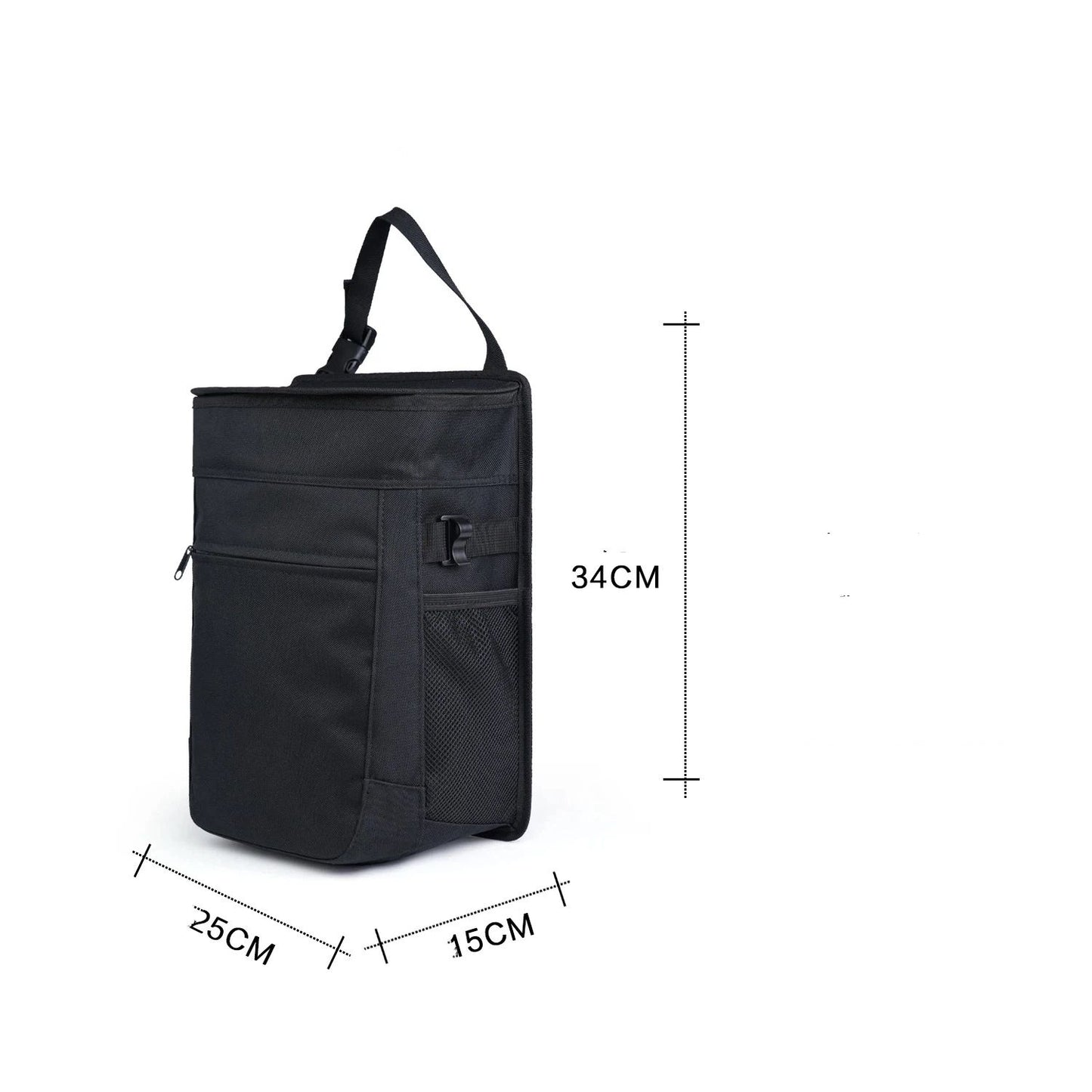 Spill-proof round car rubbish bin black — view 6