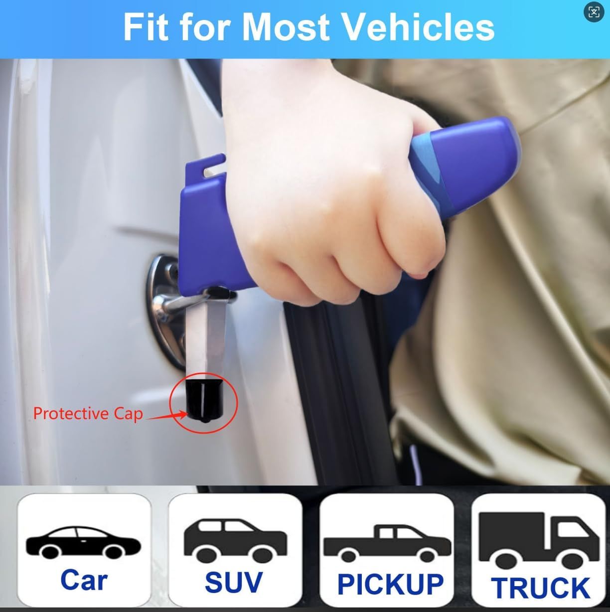 2-pack 4-in-1 car support handle blue — view 4