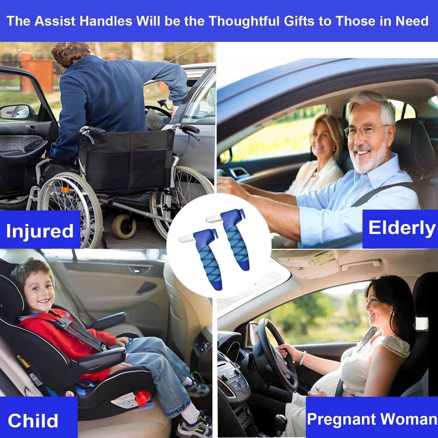 2-pack 4-in-1 car support handle blue — view 5