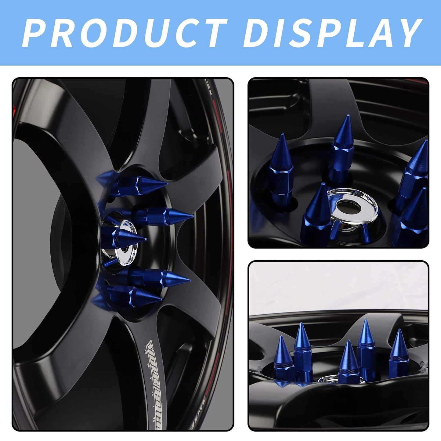 20-pack M12x1.5 spiked wheel lug nuts chrome — view 6