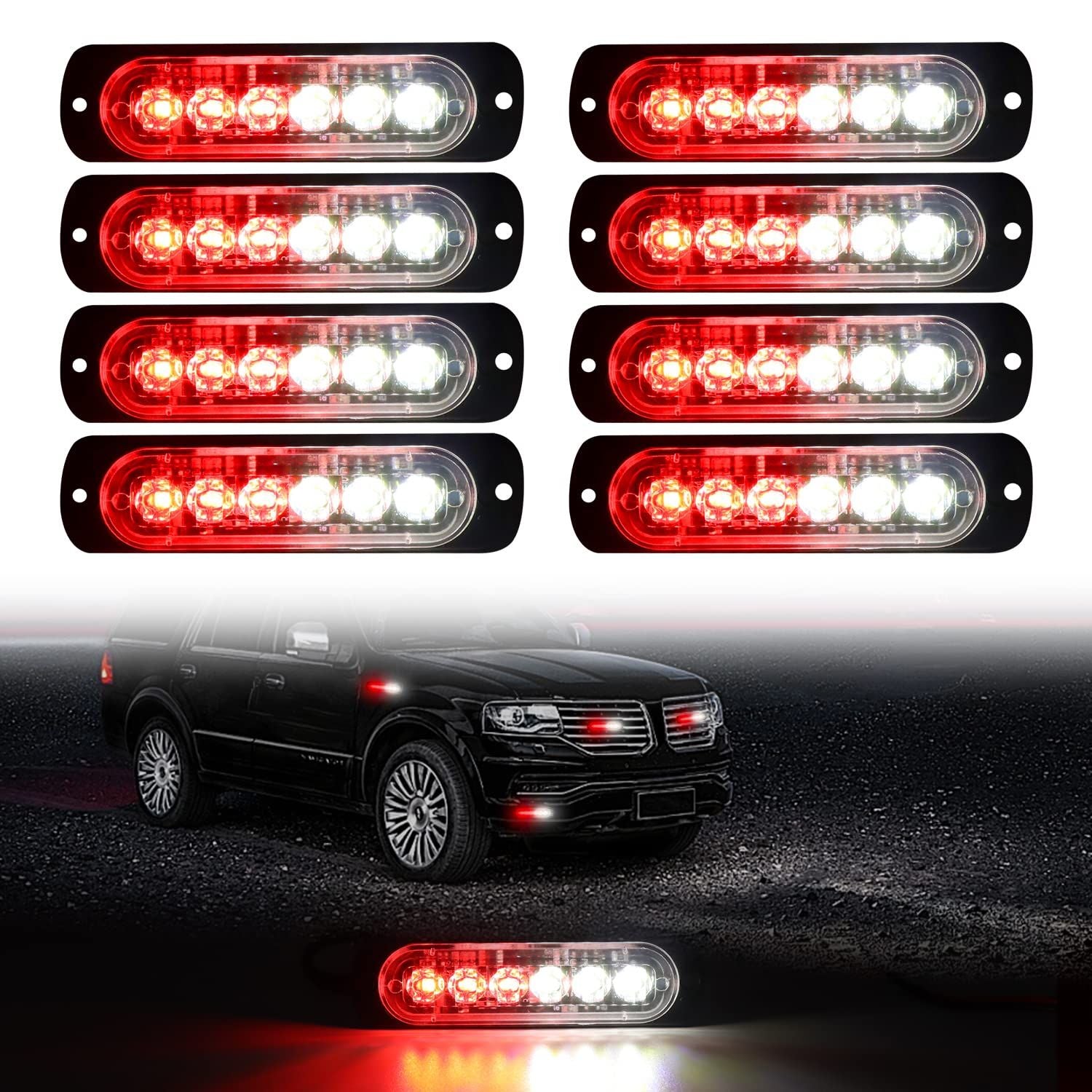 8-pack LED emergency strobe warning lights — view 2