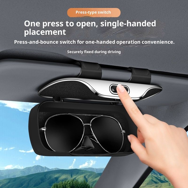 Car sun visor sunglasses holder black — view 3
