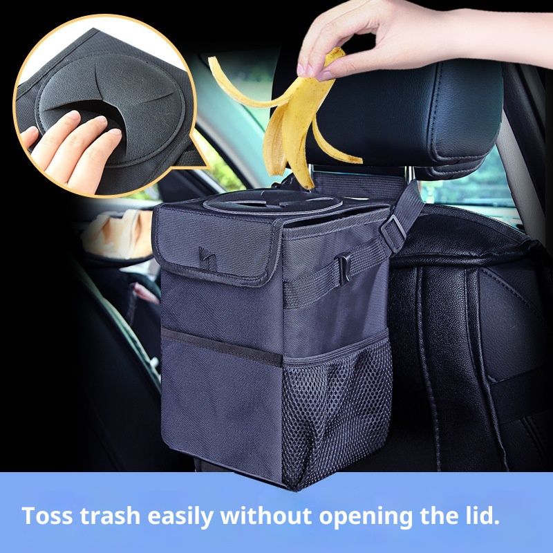 Car rubbish bin with lid for SUV black — view 4
