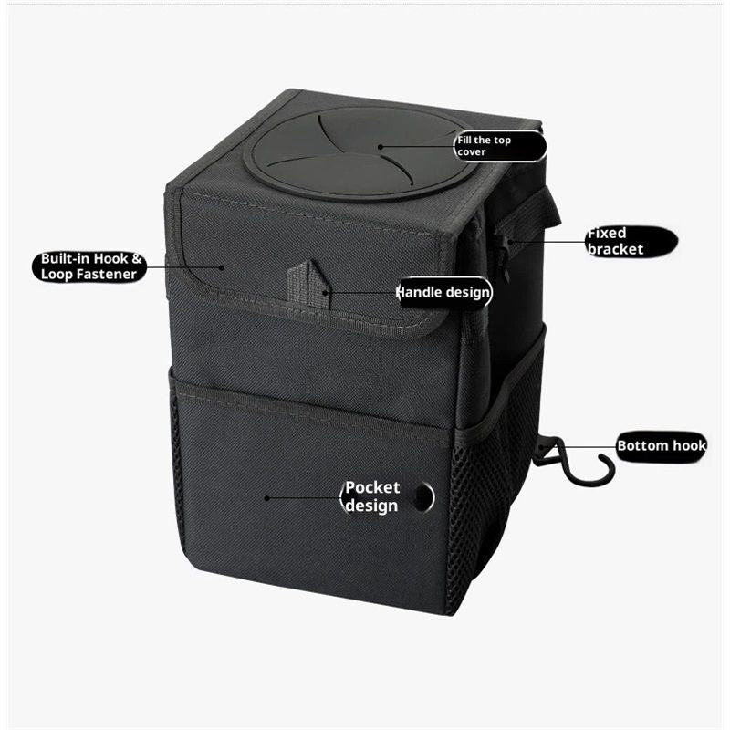 Car rubbish bin with lid for SUV black — view 5