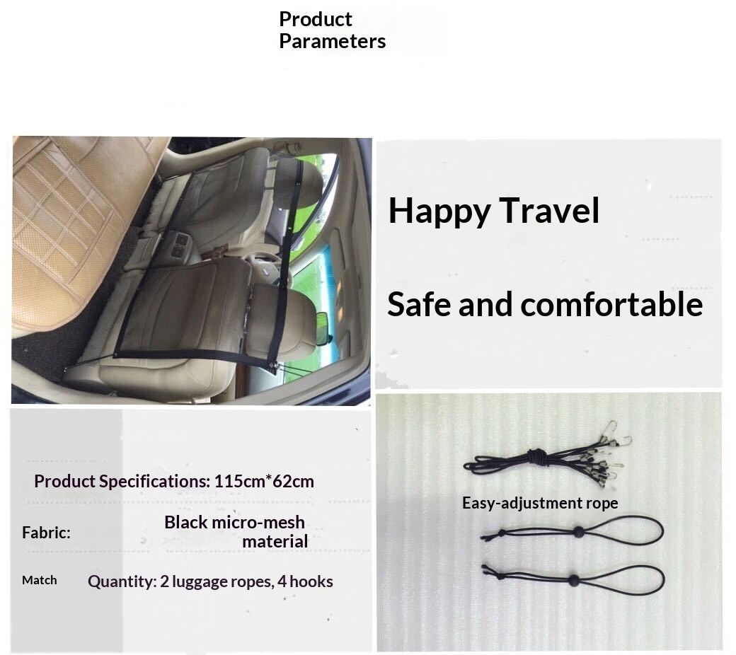 Adjustable car dog barrier net black — view 6