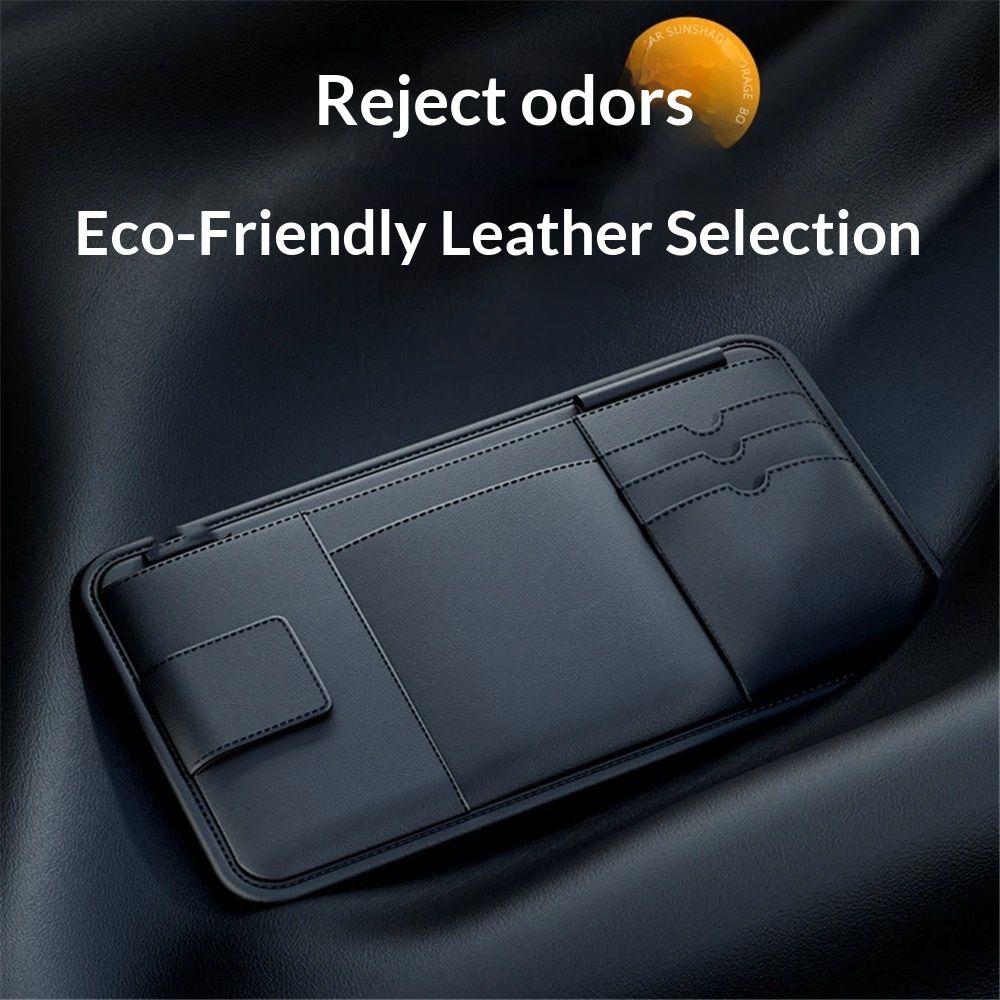 Leather car visor organiser and card holder — view 4
