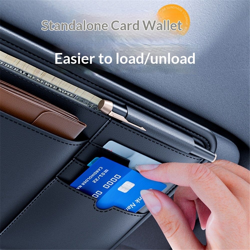 Leather car visor organiser and card holder — view 5