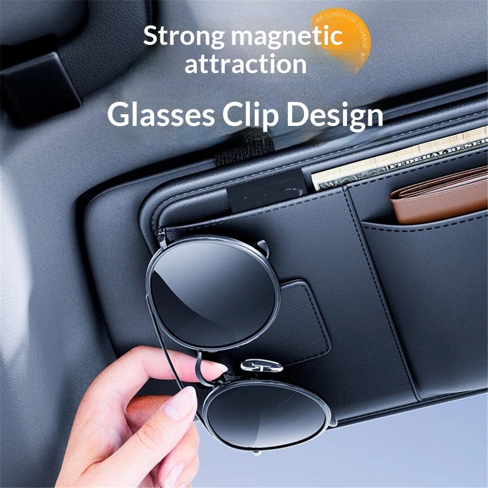 Leather car visor organiser and card holder — view 6