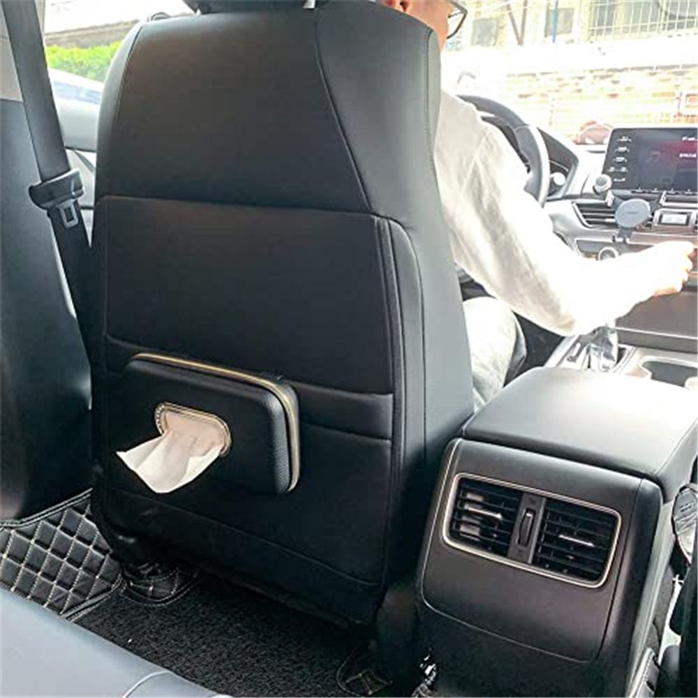 PU leather car sun visor tissue holder black — view 5