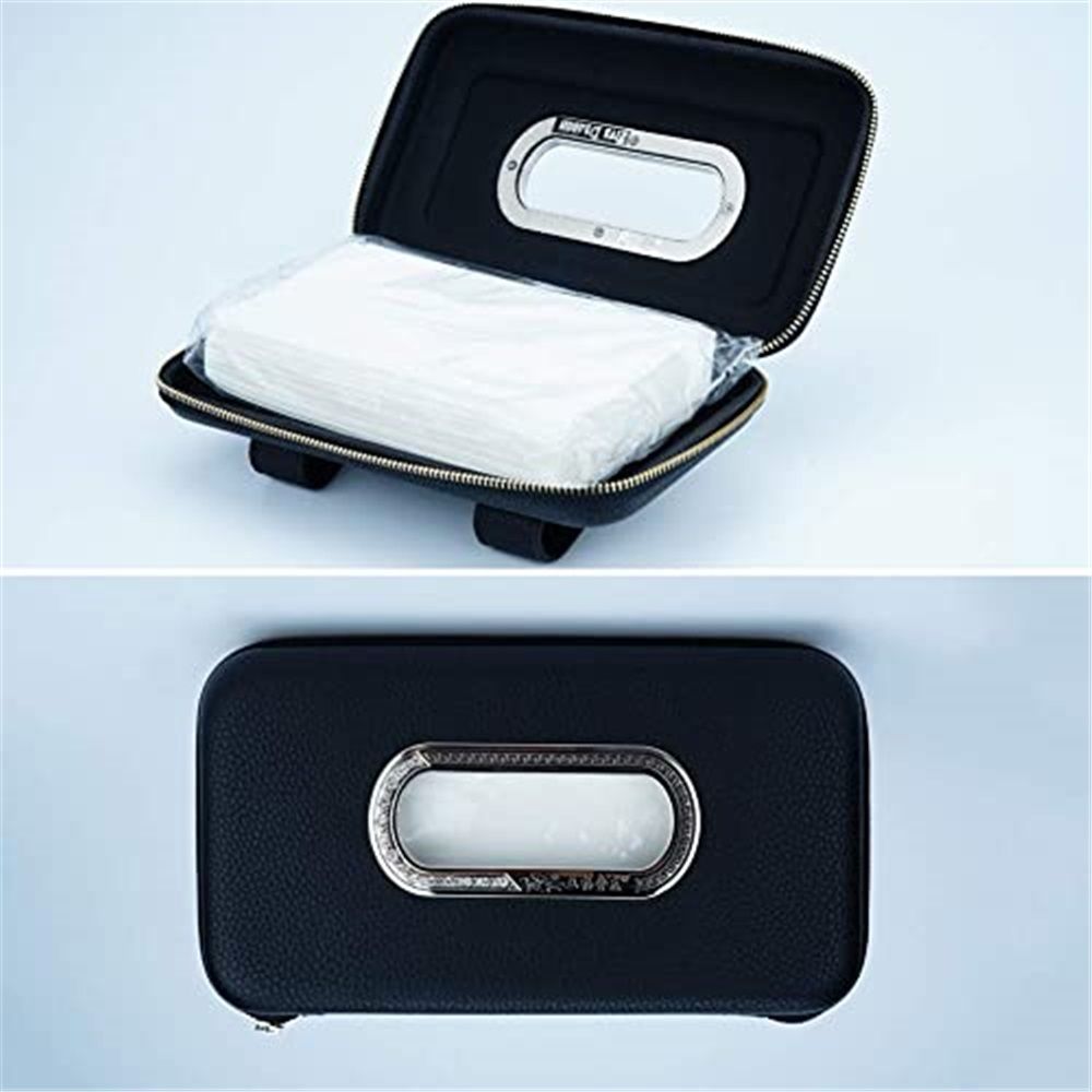 PU leather car sun visor tissue holder black — view 6