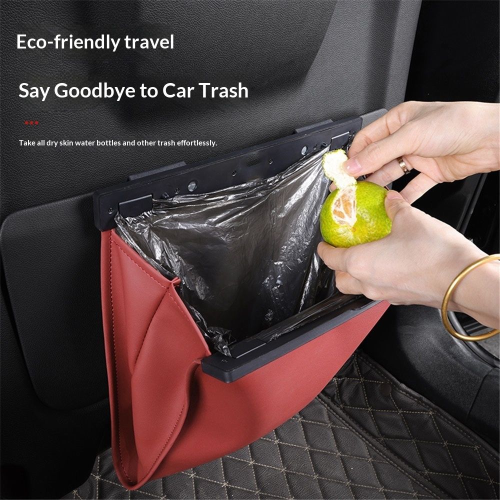 LED car rubbish bin hanging bag red — view 4