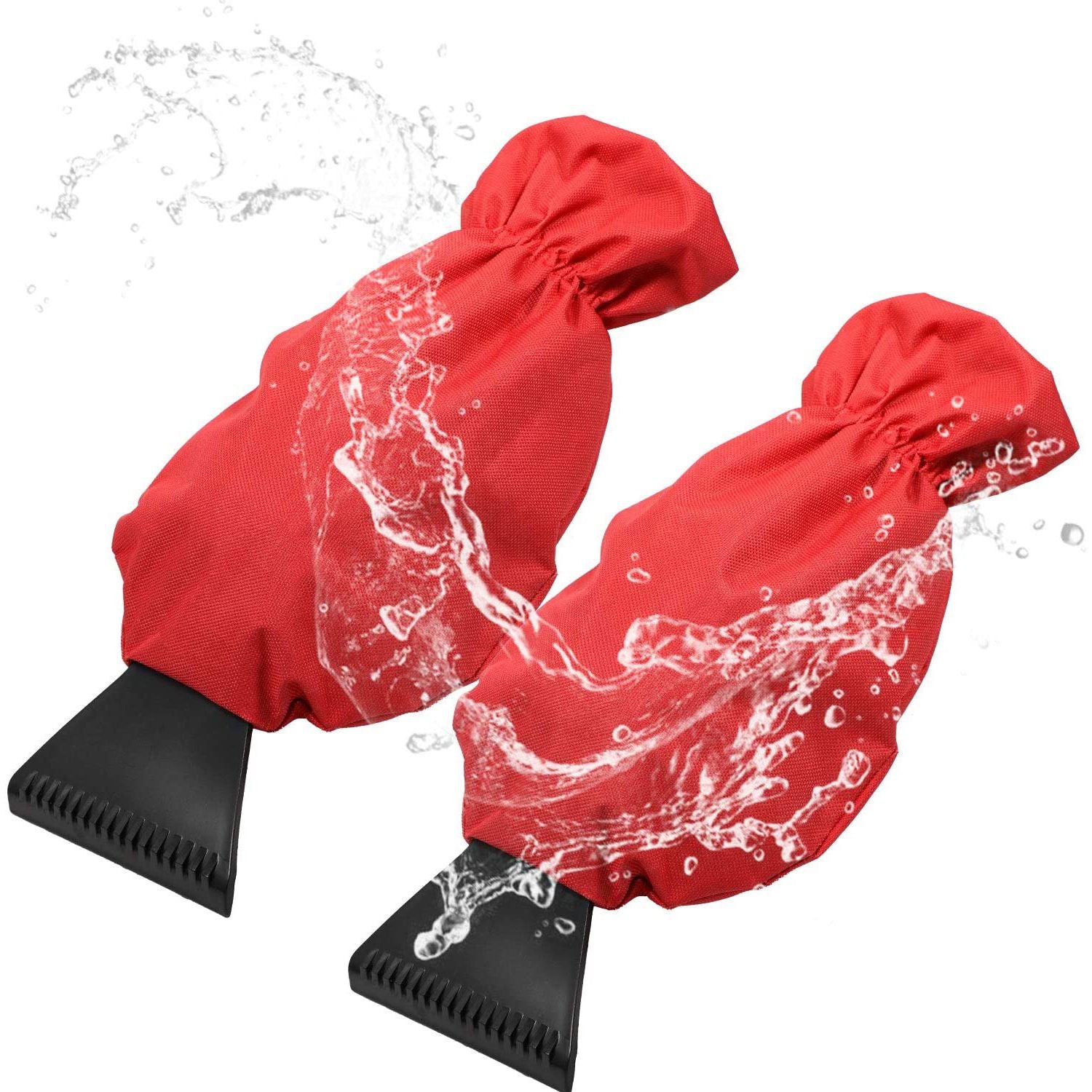 2-pack car ice scraper with glove red — view 2
