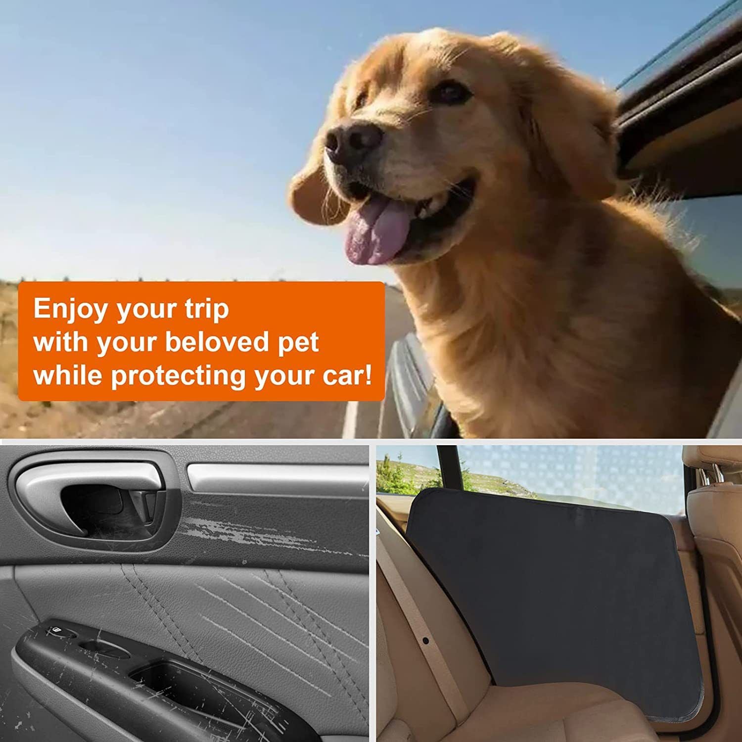 2-pack dog car door protector 600D black — view 6