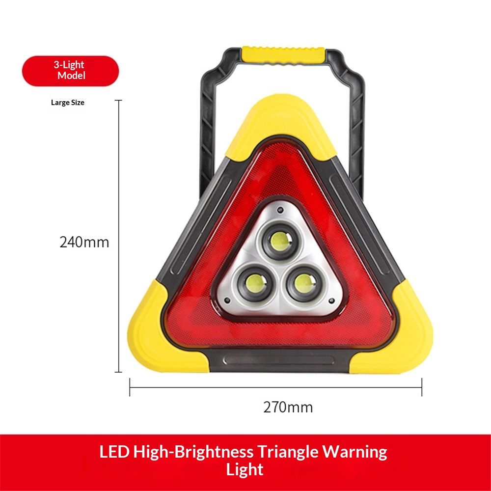 Red LED triangle warning safety light — view 2