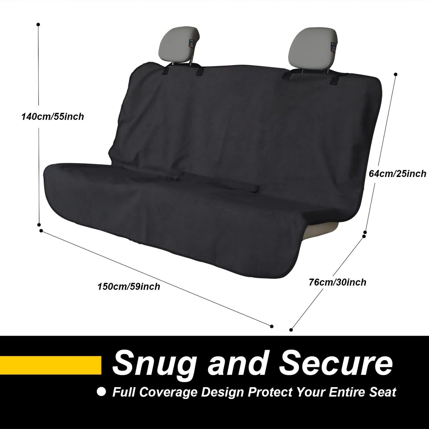 Waterproof rear bench seat cover black — view 4