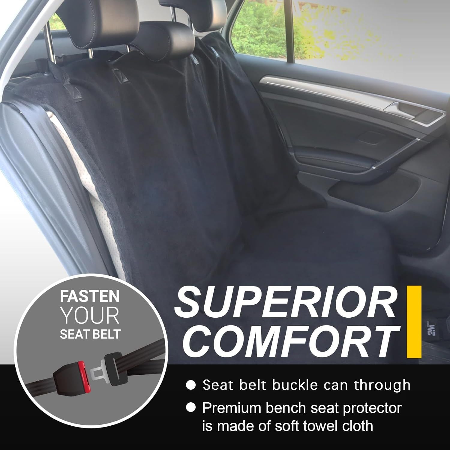 Waterproof rear bench seat cover black — view 6