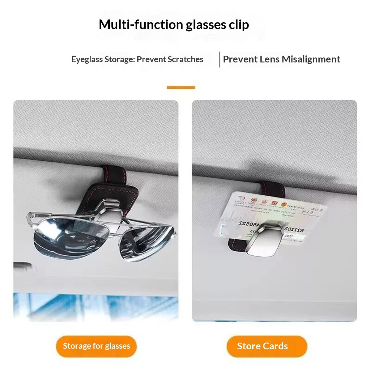 5-pack leather car sun visor sunglasses clip — view 6