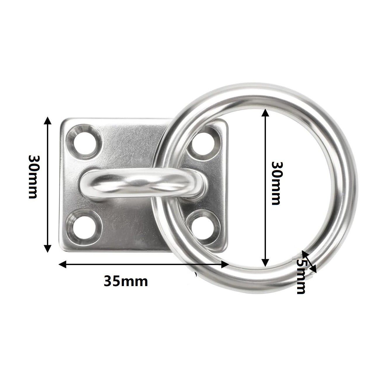 2-pack M5 stainless steel eye plate ring — view 6