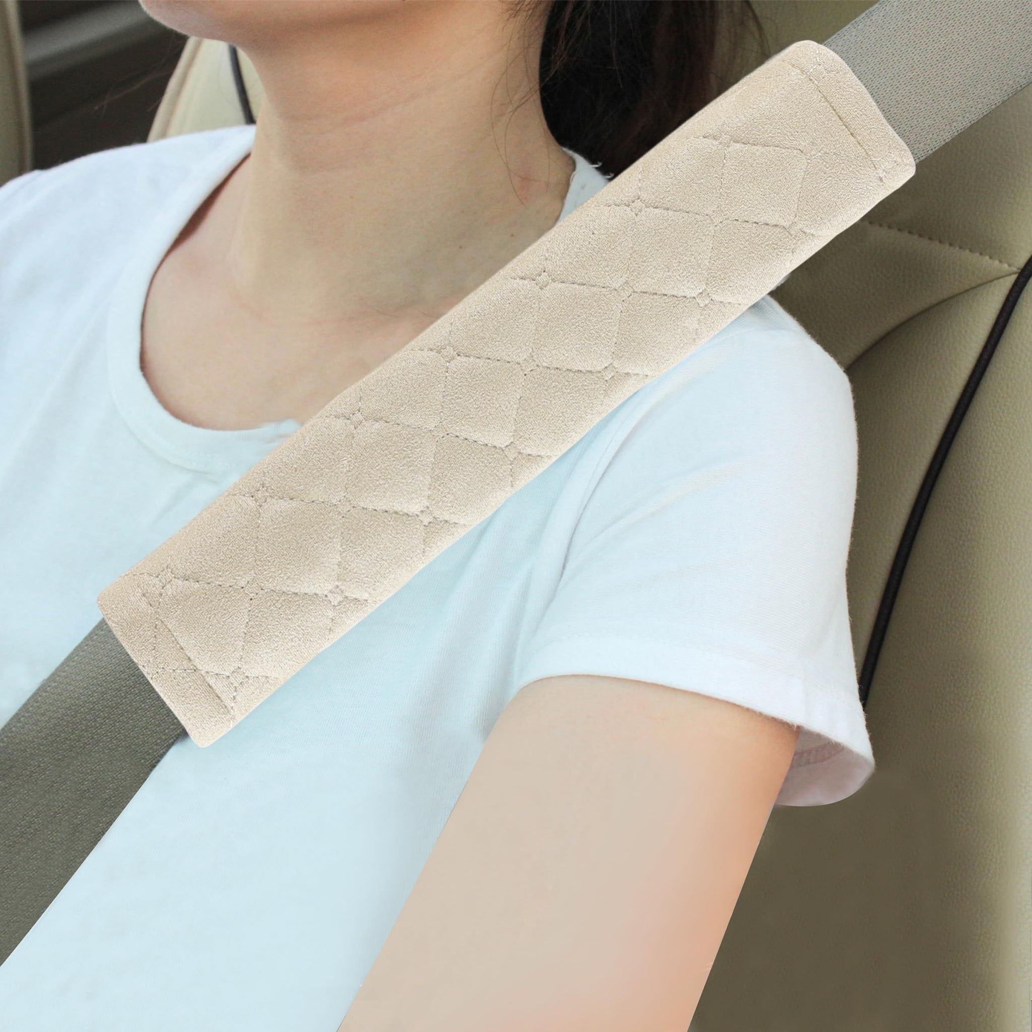 4-pack car seat belt shoulder pads beige — view 3