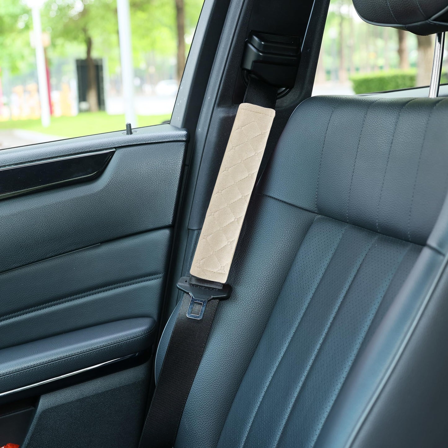 4-pack car seat belt shoulder pads beige — view 6