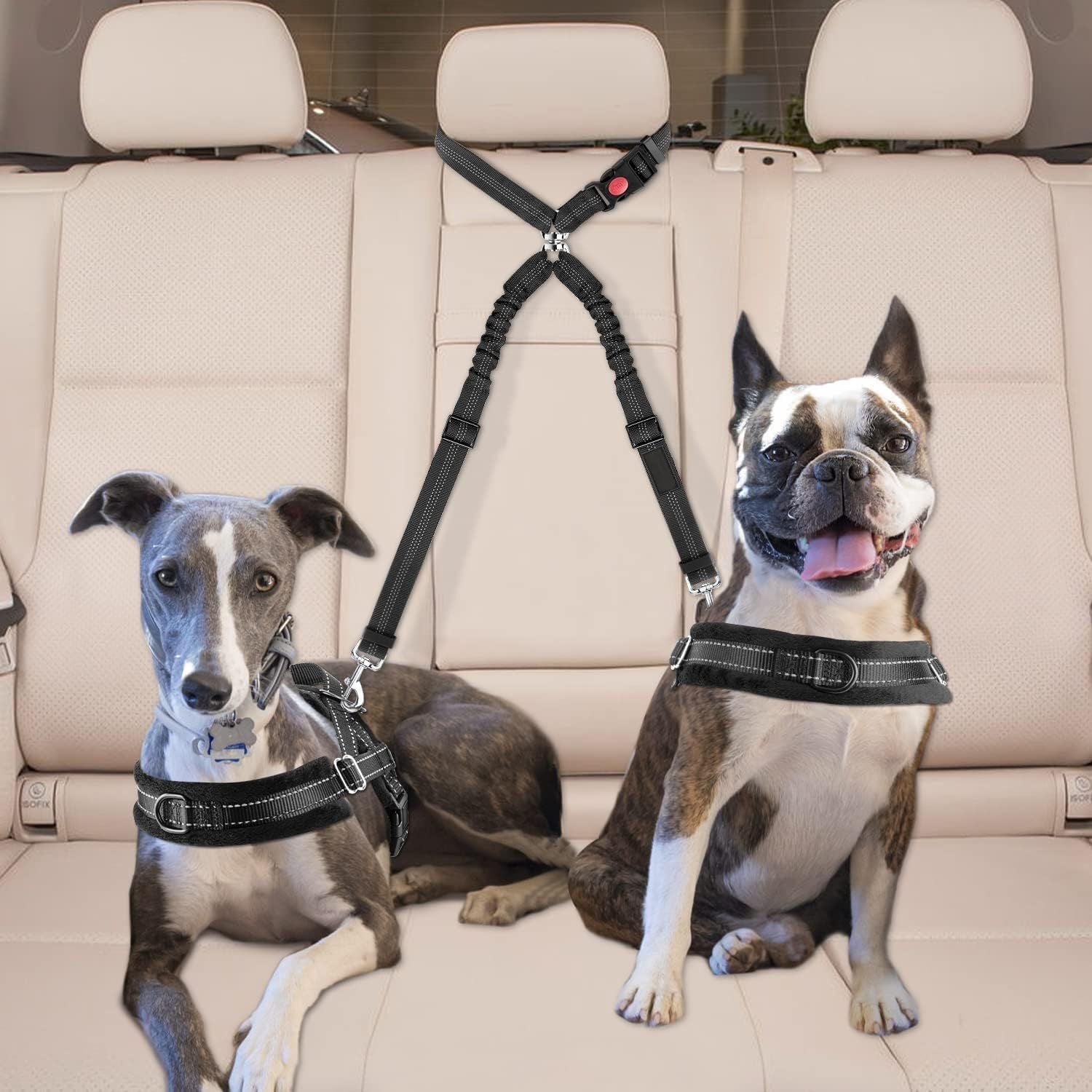 2-pack pet car headrest seatbelt dog leash — view 3