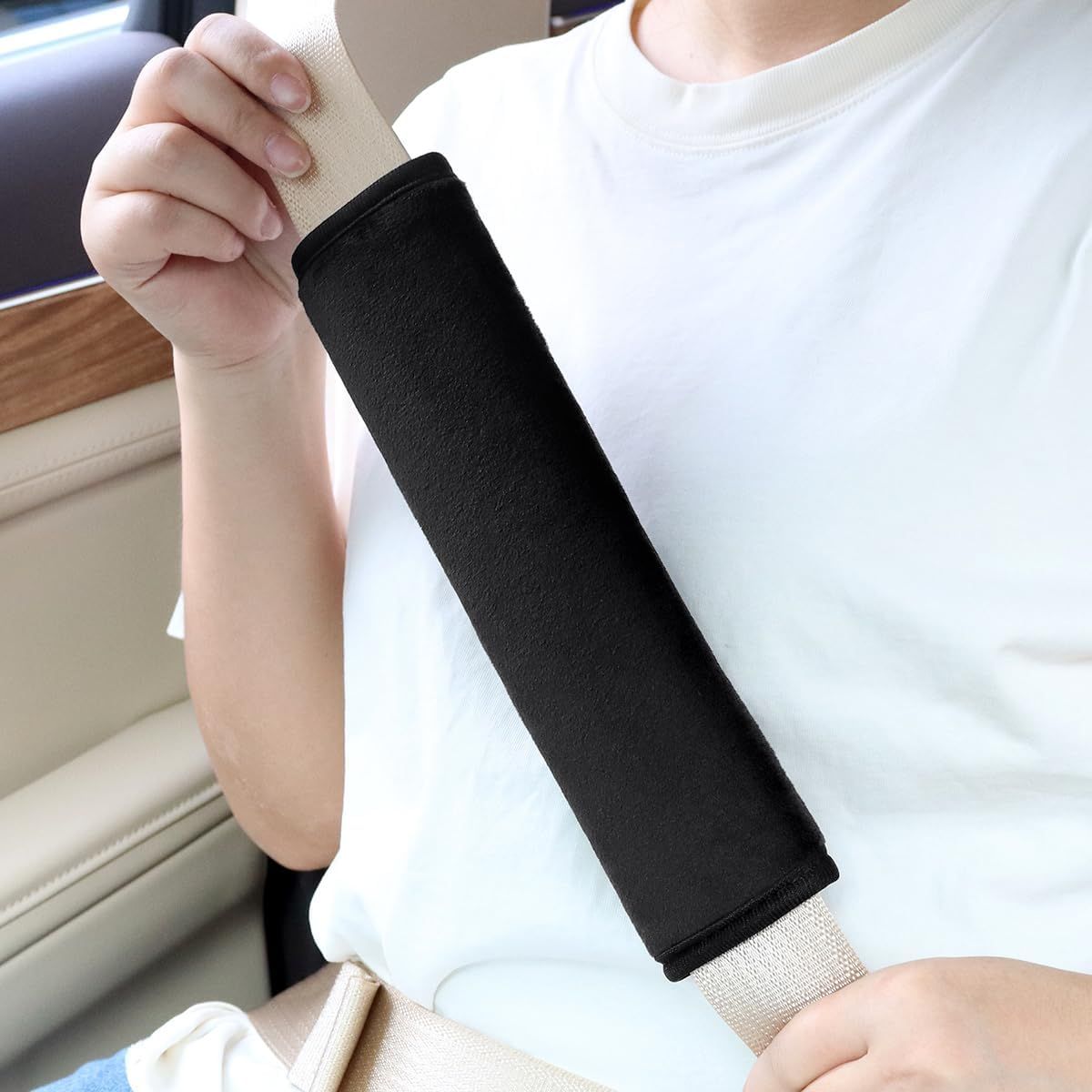 2-pack car seat belt shoulder pad black — view 3