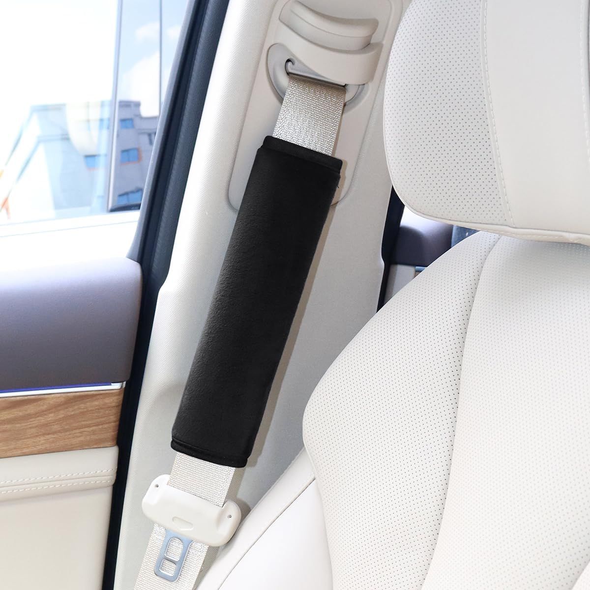 2-pack car seat belt shoulder pad black — view 4