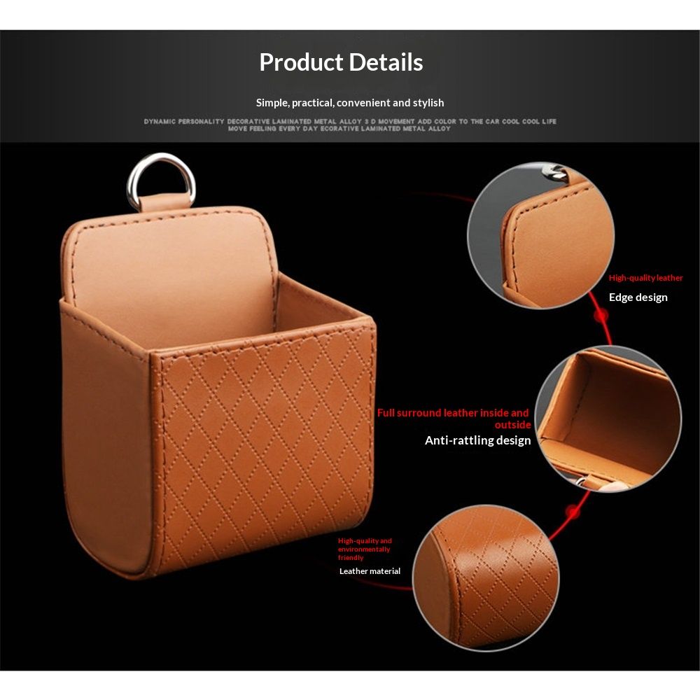 2-pack PU leather car vent storage bag — view 3