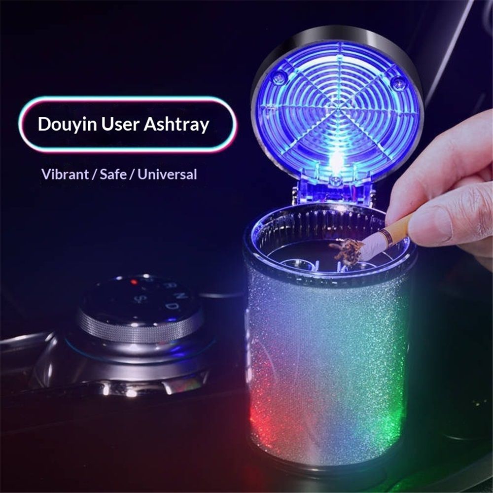 2-pack portable car ashtray with LED light — view 3